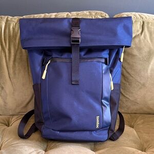 Tomtoc Navy Blue Roll-Top Backpack